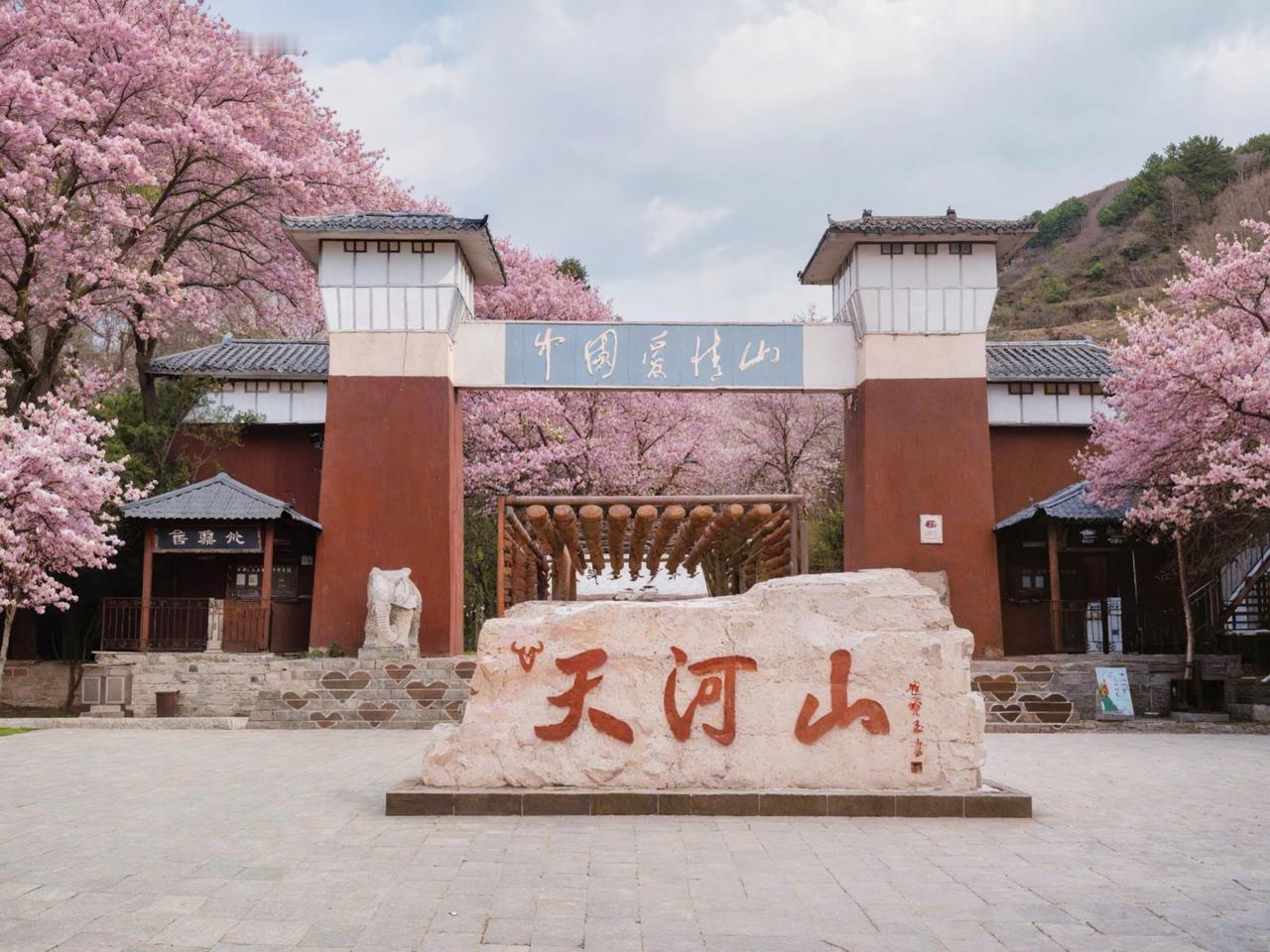 用vivo手机4季拍摄，定格邢台天河山（中国爱情山）景区的大门四季流转——春有山