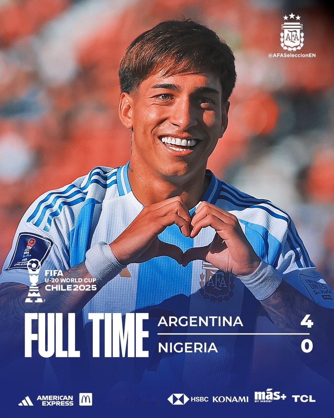 🇦🇷阿根廷u20 4比0尼日利亚u20u20世界杯 英姿勃发～～🔥🔥🔥