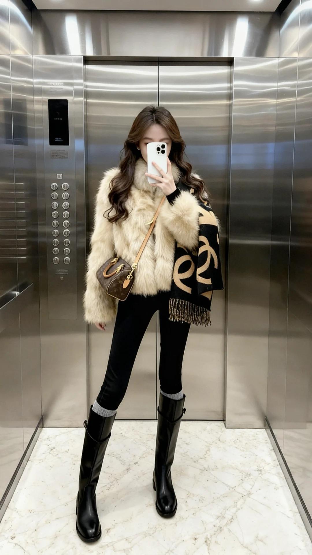 冬天保暖穿搭  毛绒外套  时尚又百搭