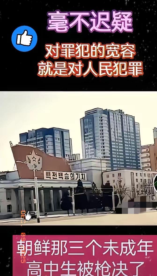 朝鲜对三名未成年人处以极刑！
日前，朝鲜对三名涉嫌性侵杀害休假女军人的未成年人果