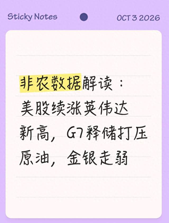 非农数据解读：美股续涨英伟达新高，G7释储打压原油，金银走弱