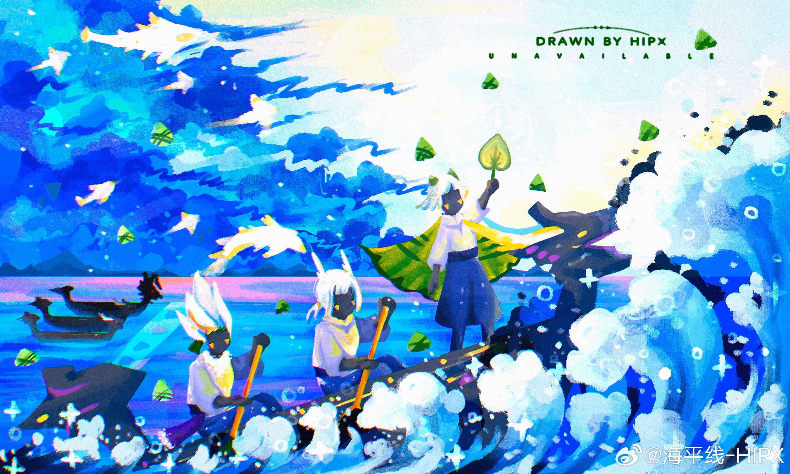 sky光遇 端午节插画，音韵队加油！光遇光遇端午节光遇也要划龙舟
