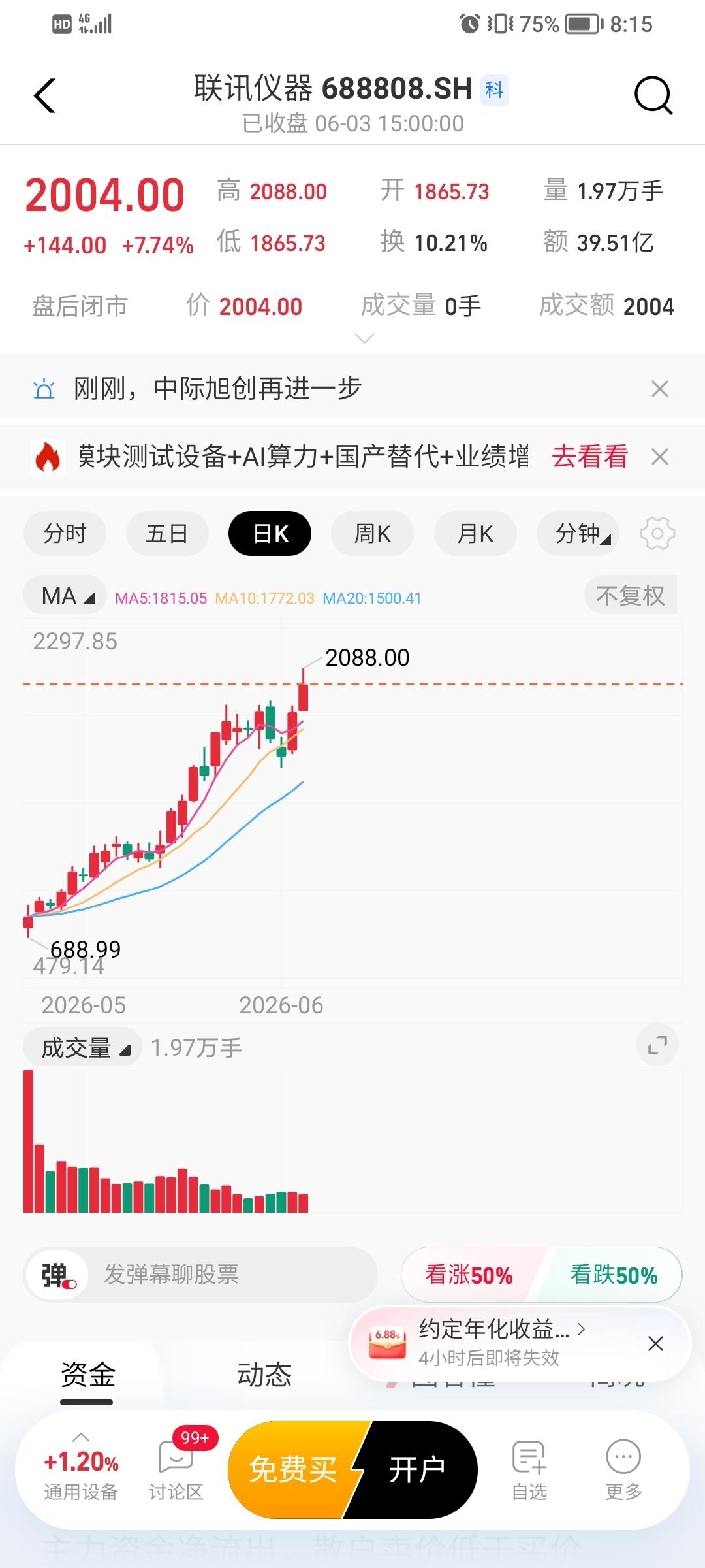 a股新股玩又诞生了，股价2000多元的联讯仪器，是近几年来继贵州茅台之后第二次突