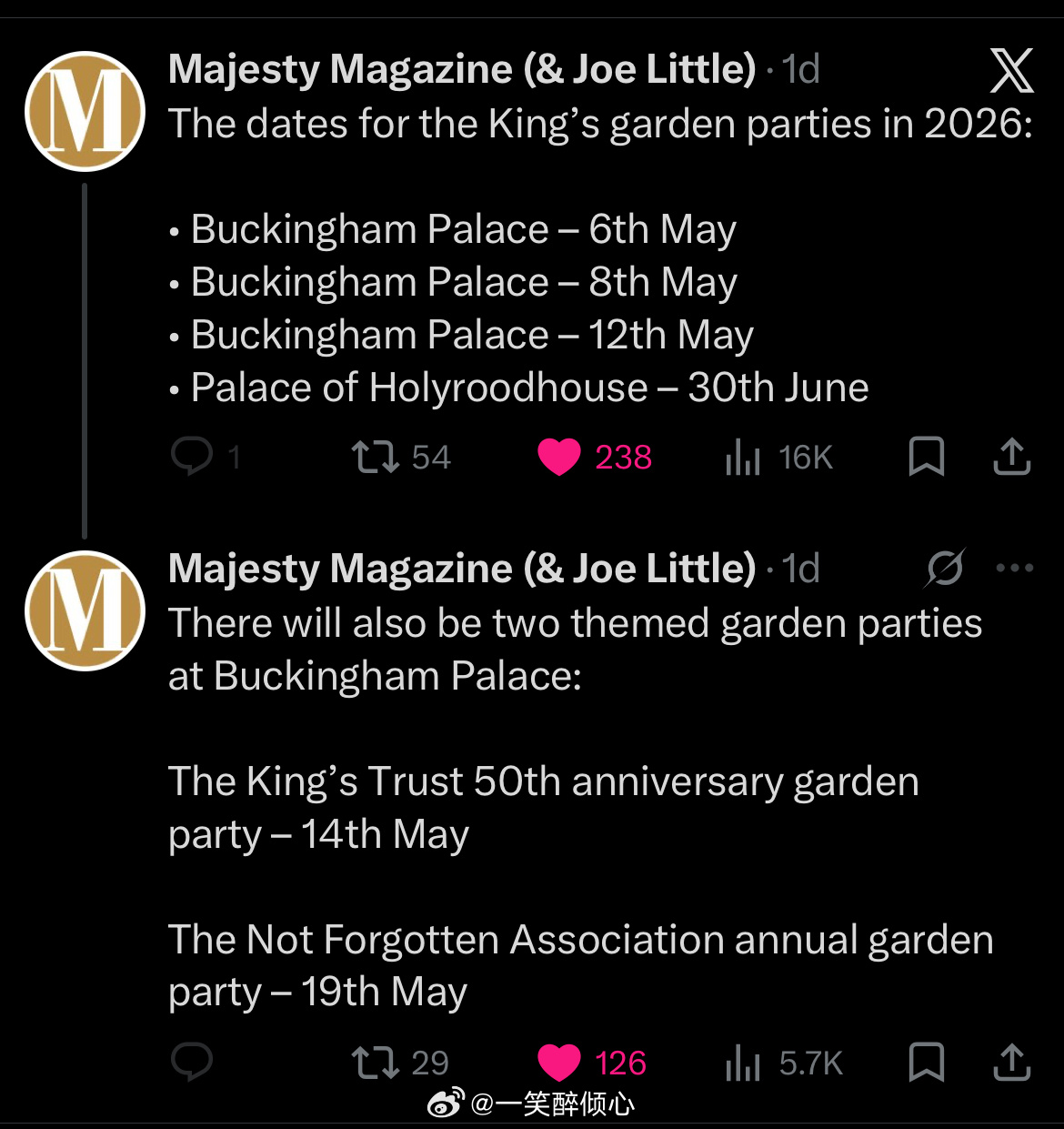 英国王室  【预告】新的一年，2026年度花园派对安排如下：英国王室每年五月都会