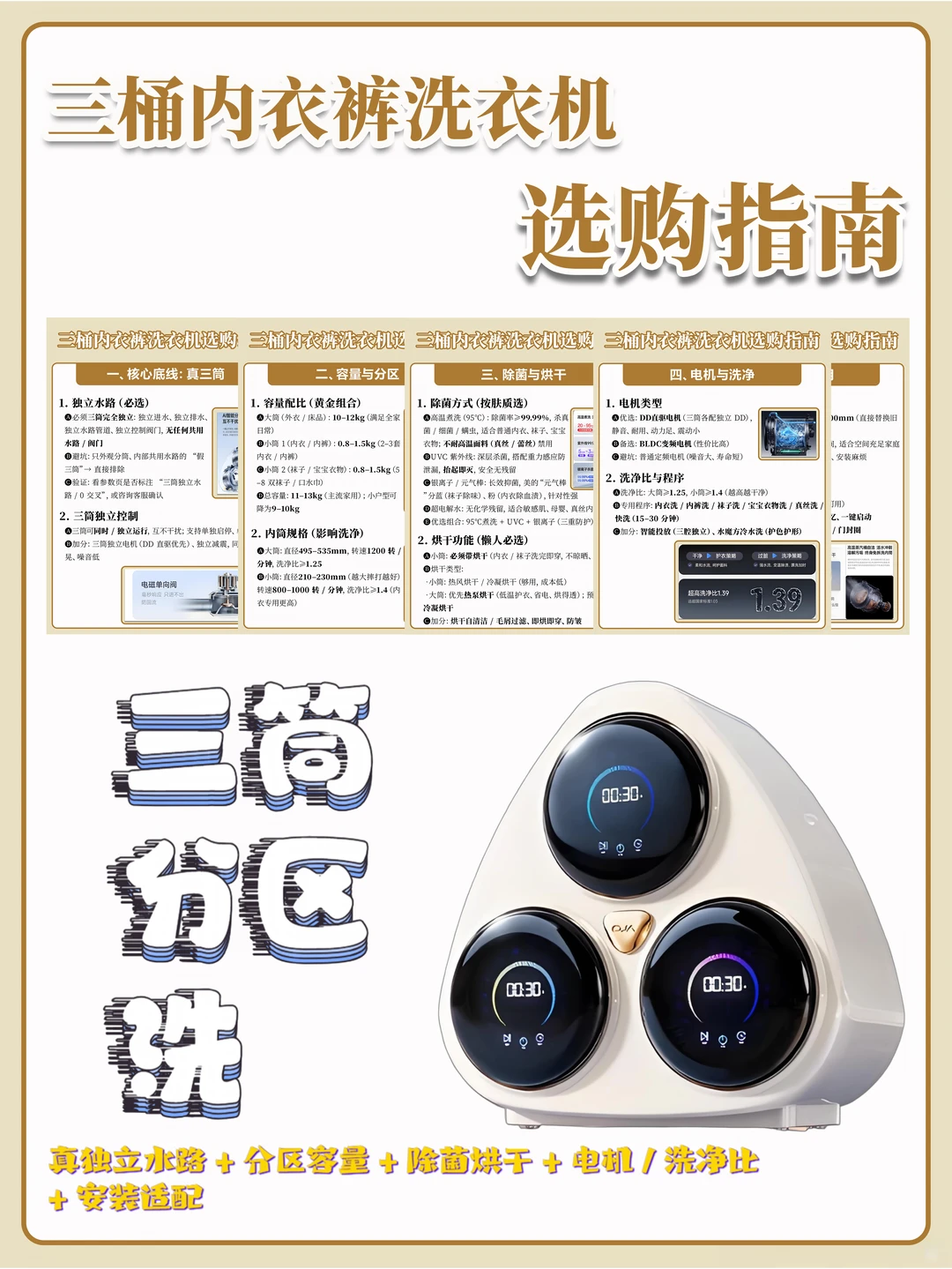 三筒内衣裤洗衣机选购攻略｜一台搞定全家人