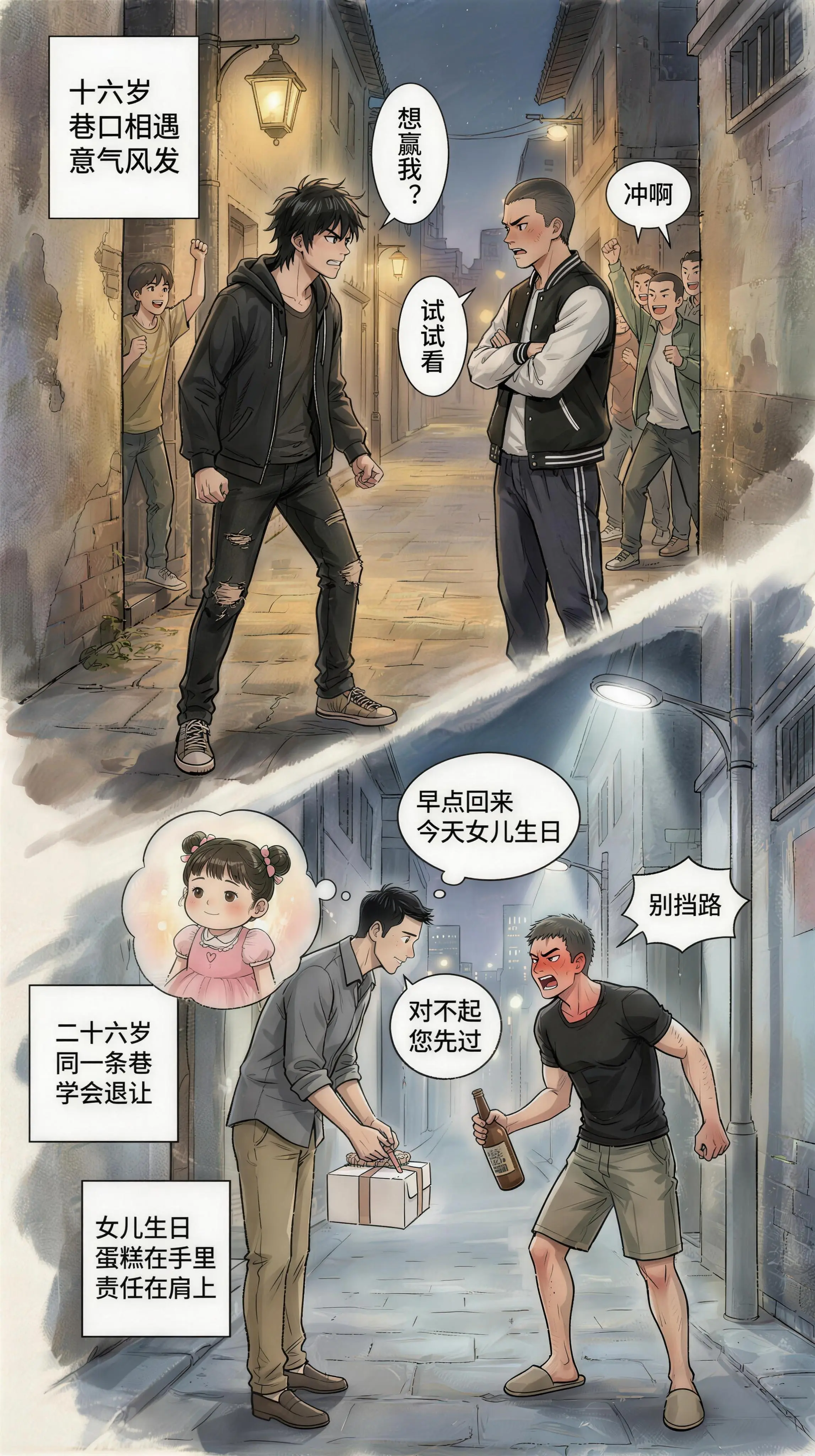 曾经的我也有少年意气，如今低头认错，才懂得，因为还有人等我回家。