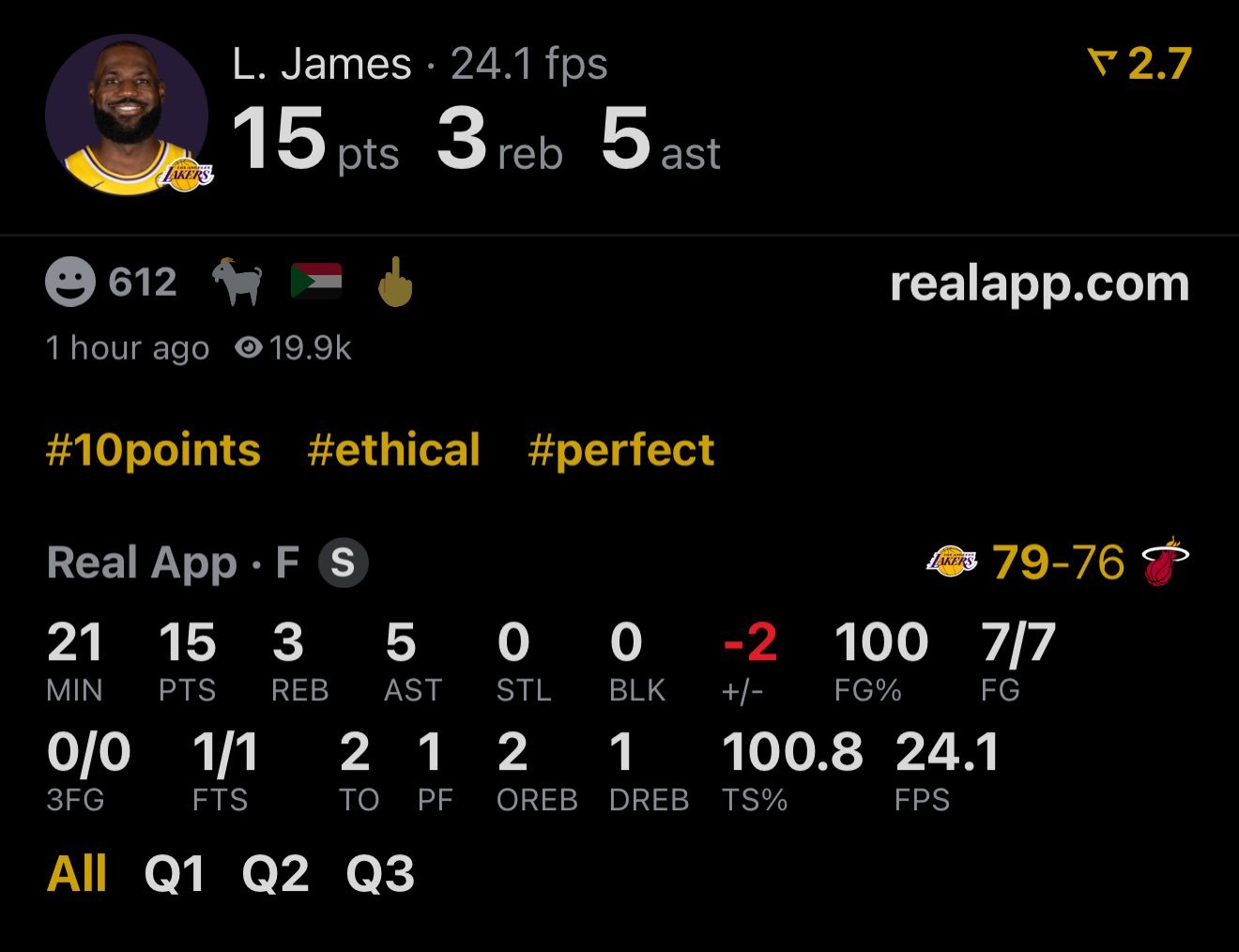 老詹已经7/7了👀湖人vs热火