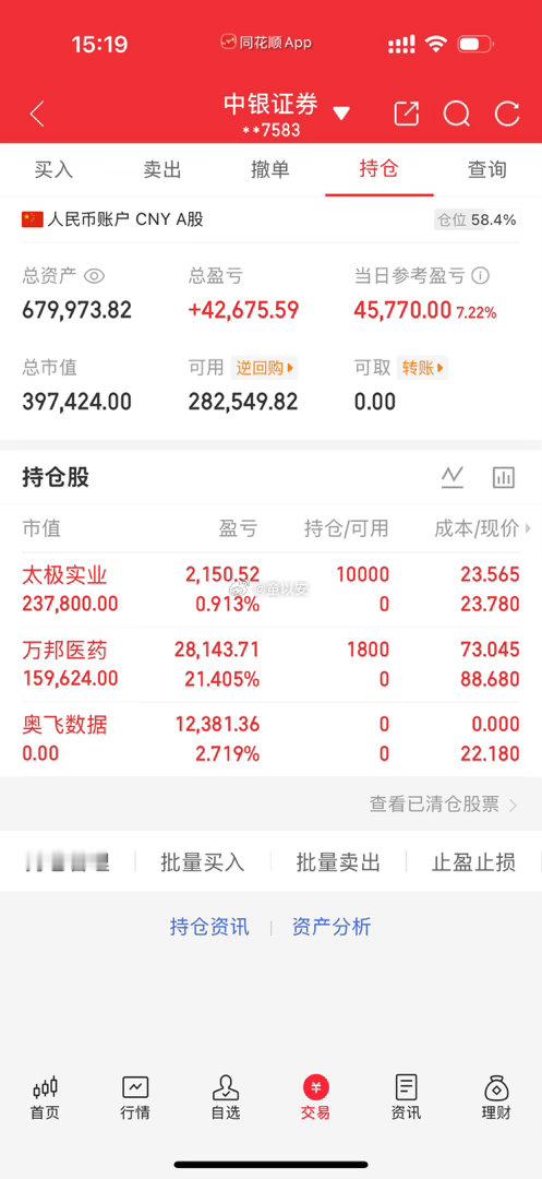 26年1月5日开启记录 50W实盘挑战翻倍记录目前总资：67.9w持仓变动： 奥