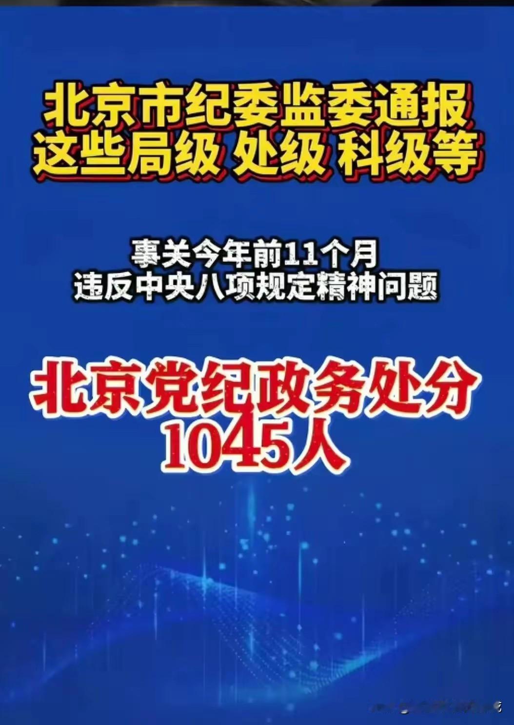 看到北京一次性处理1045名干部的消息，属实被震撼到了！局级、处级到科级及以下全