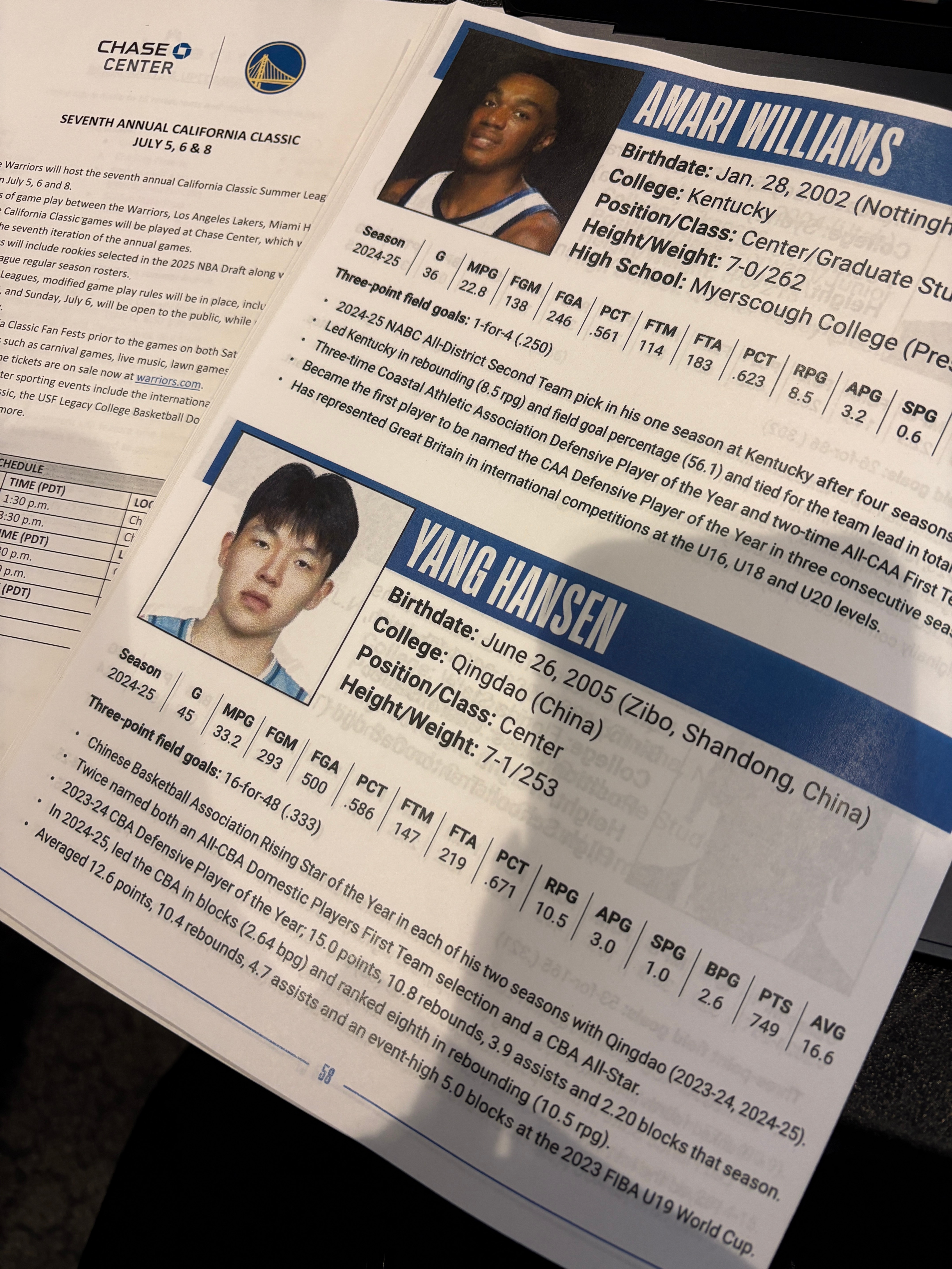在勇士准备的资料中有杨翰森的介绍，但最终没机会拿到。nba选秀大会杨瀚森第16顺