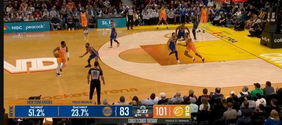 ▲尼克斯下半场命中率23.7%，没绷住▲继续打下去没意义，还不如投了算了 