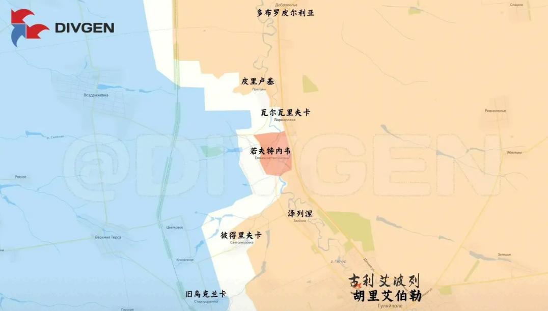 俄军东部集群部队在扎波罗热州占领了若夫特内韦。乌军最近在古利艾波列一带部署的兵力