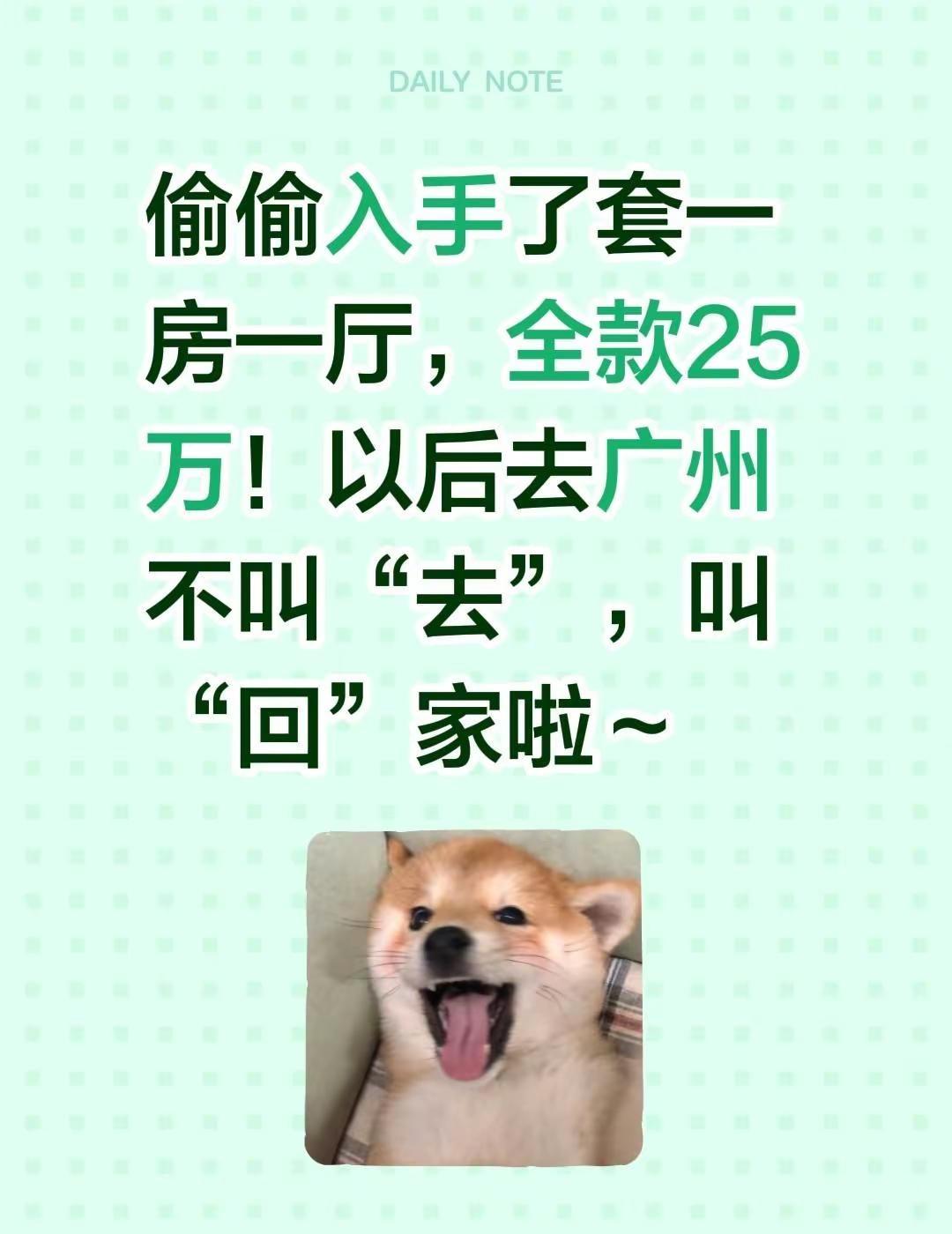 偷偷入手了套一房一厅，全款25万！以后去广州不叫“去”，叫“回”家啦～