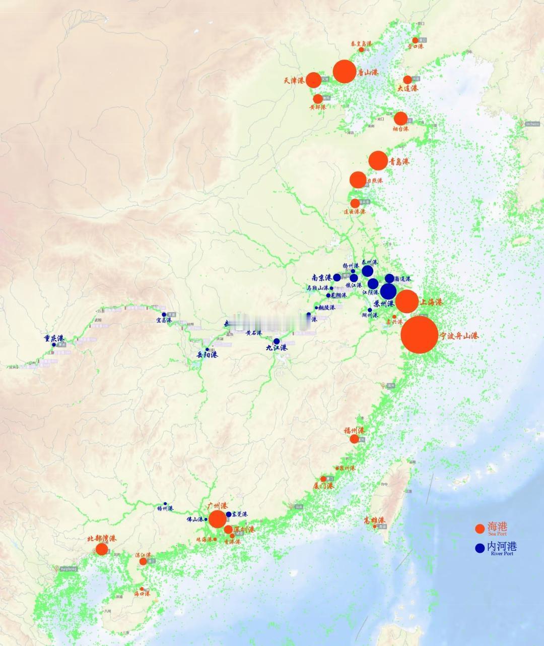 2024年中国主要港口吞吐量地图 ​​​