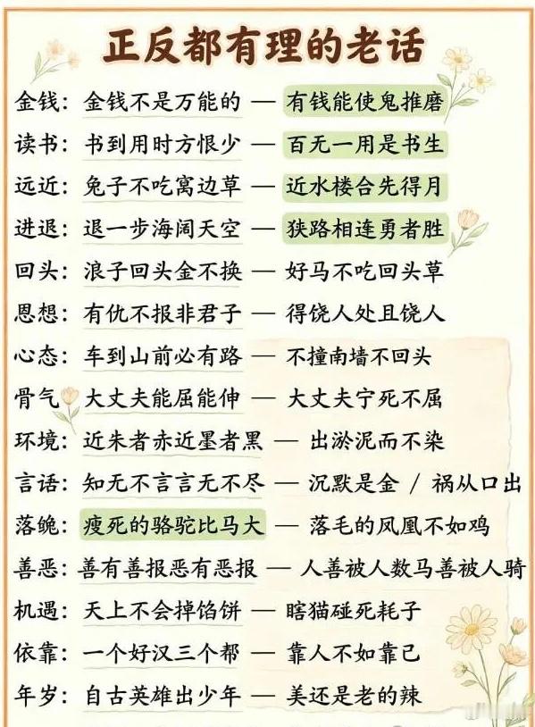 正反都有理的20句話 
