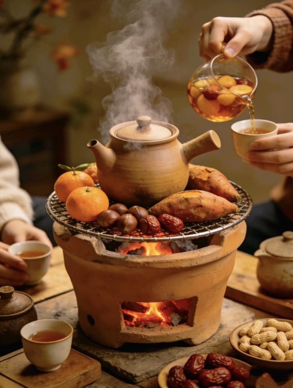 上联：屋内杯酒热
下联：岭头云气寒