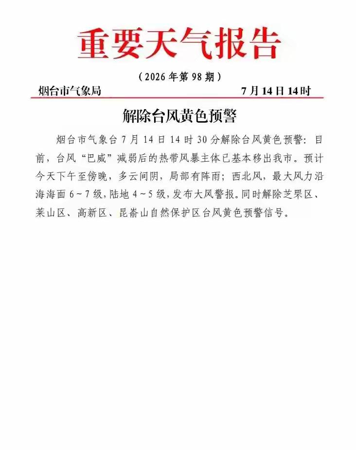 台风“巴威”到烟台，风没刮起来烟台市气象台就解除台风预警了！