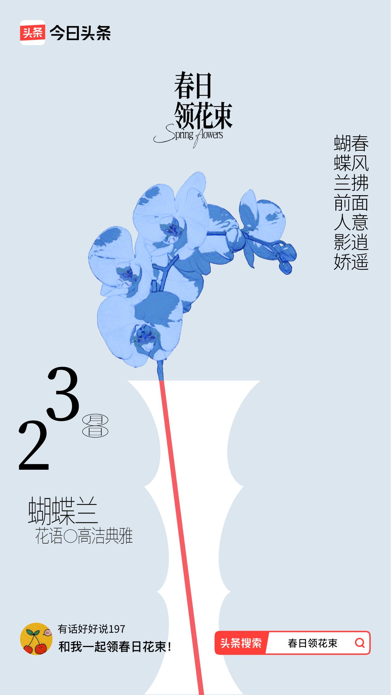 春日领花束我领到了春日花束：蝴蝶兰前人影娇，春风拂面意逍遥，戳这里👉🏻快来领