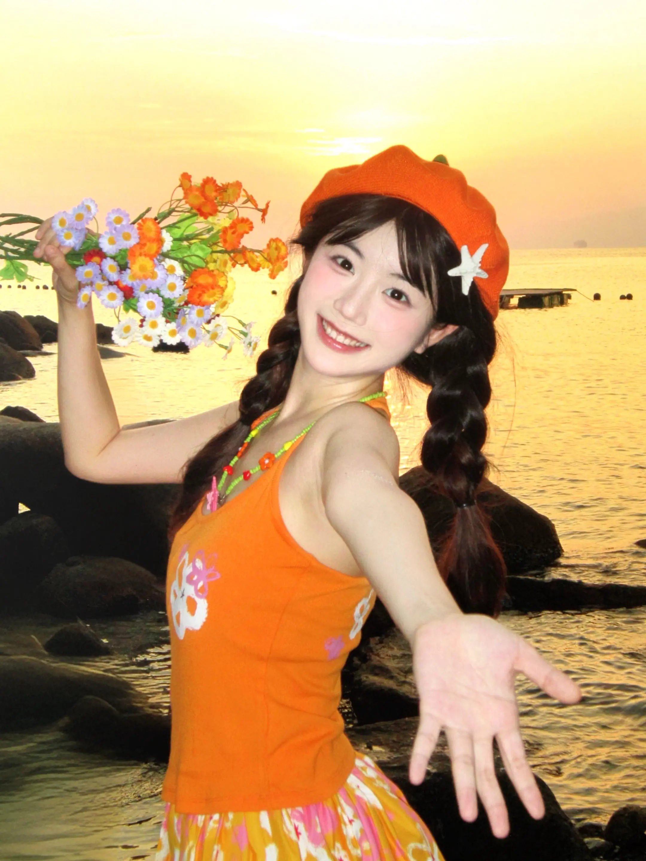 🍊存几个海边日落生命力拍照姿势！！✨。