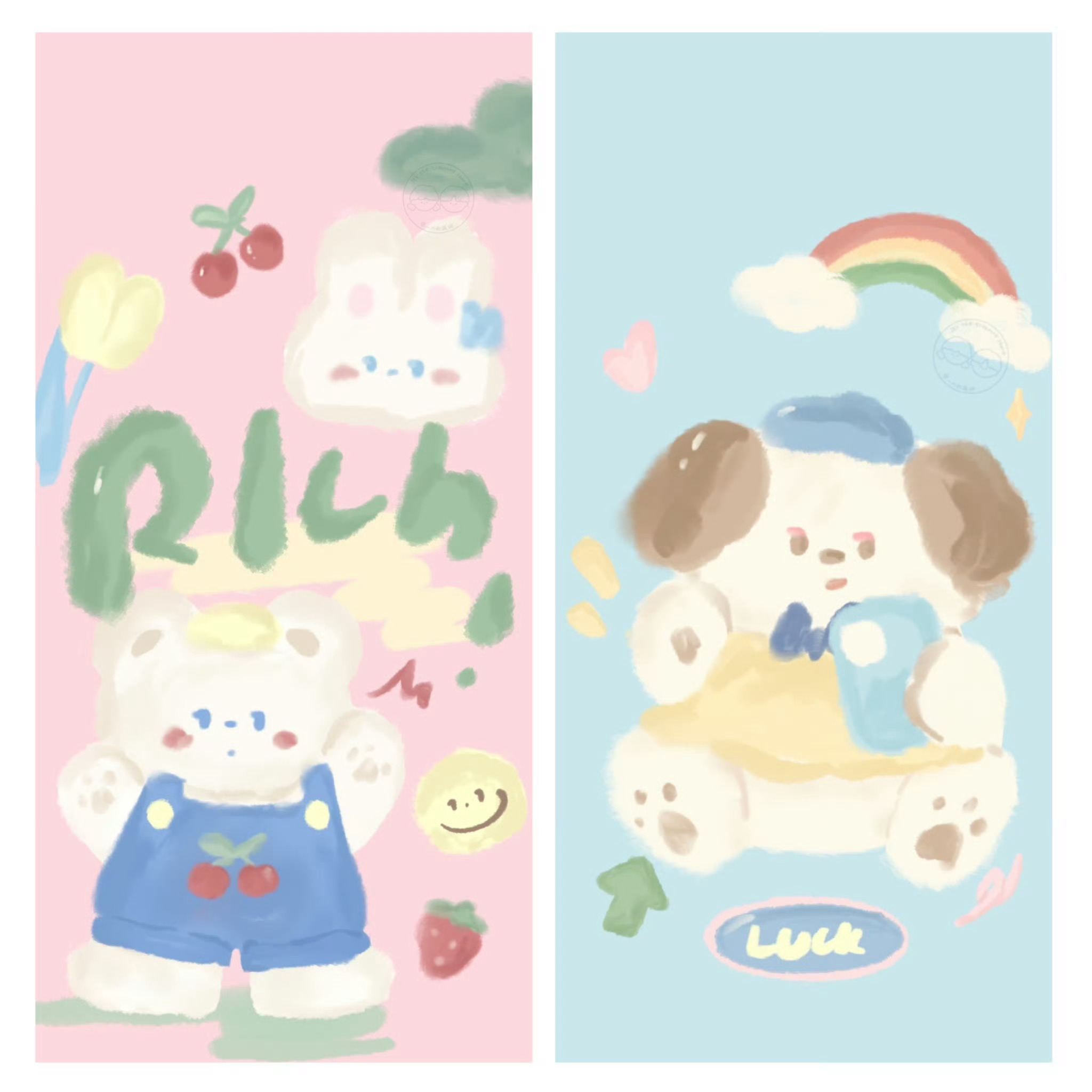 小动物壁纸🦄  cr：一川的满城#可爱壁纸##聊天背景图##手机壁纸##插画#