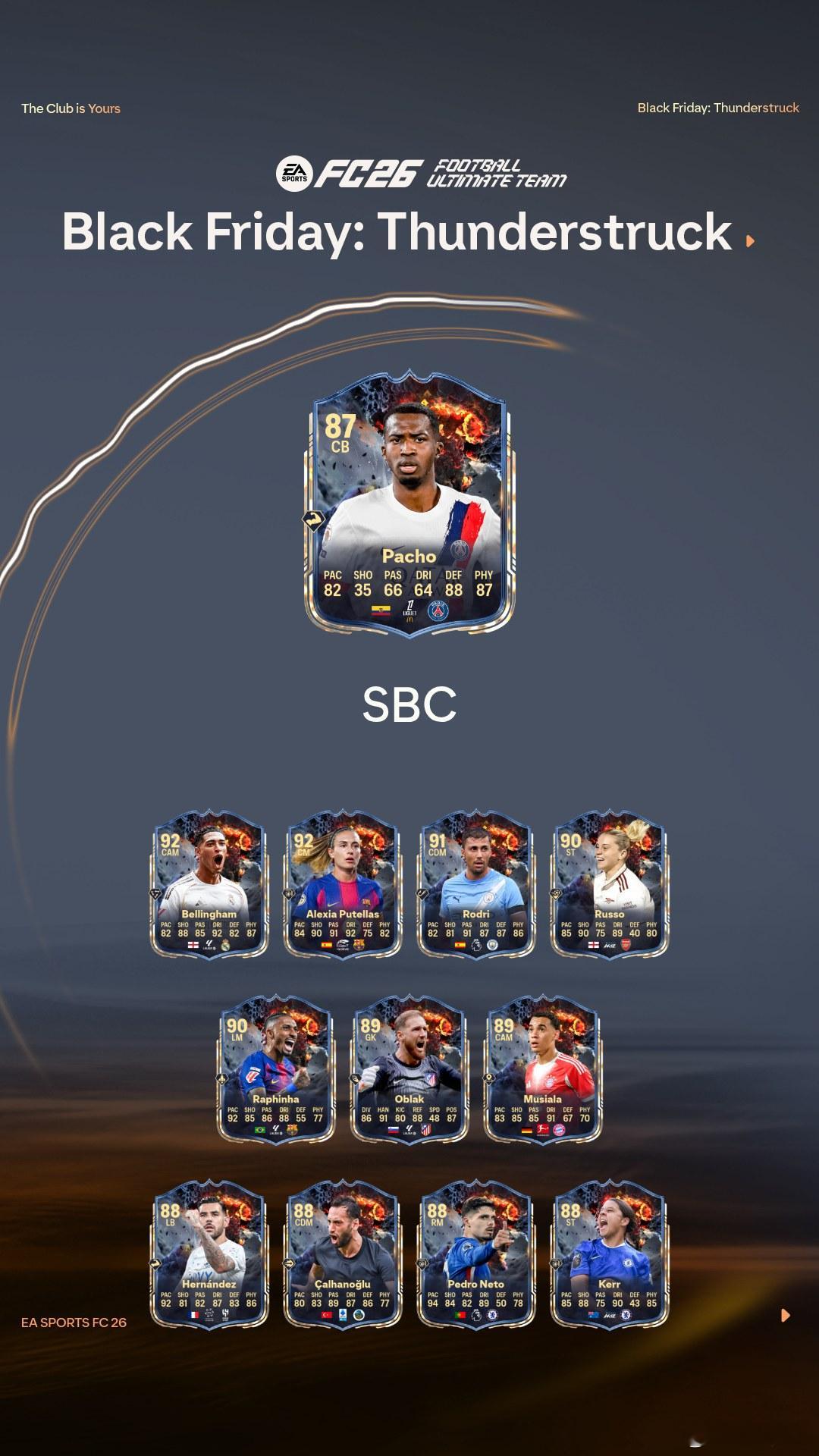 雷霆万钧活动新增SBC：• 80+ 球员 3 选 1• Willian Pach