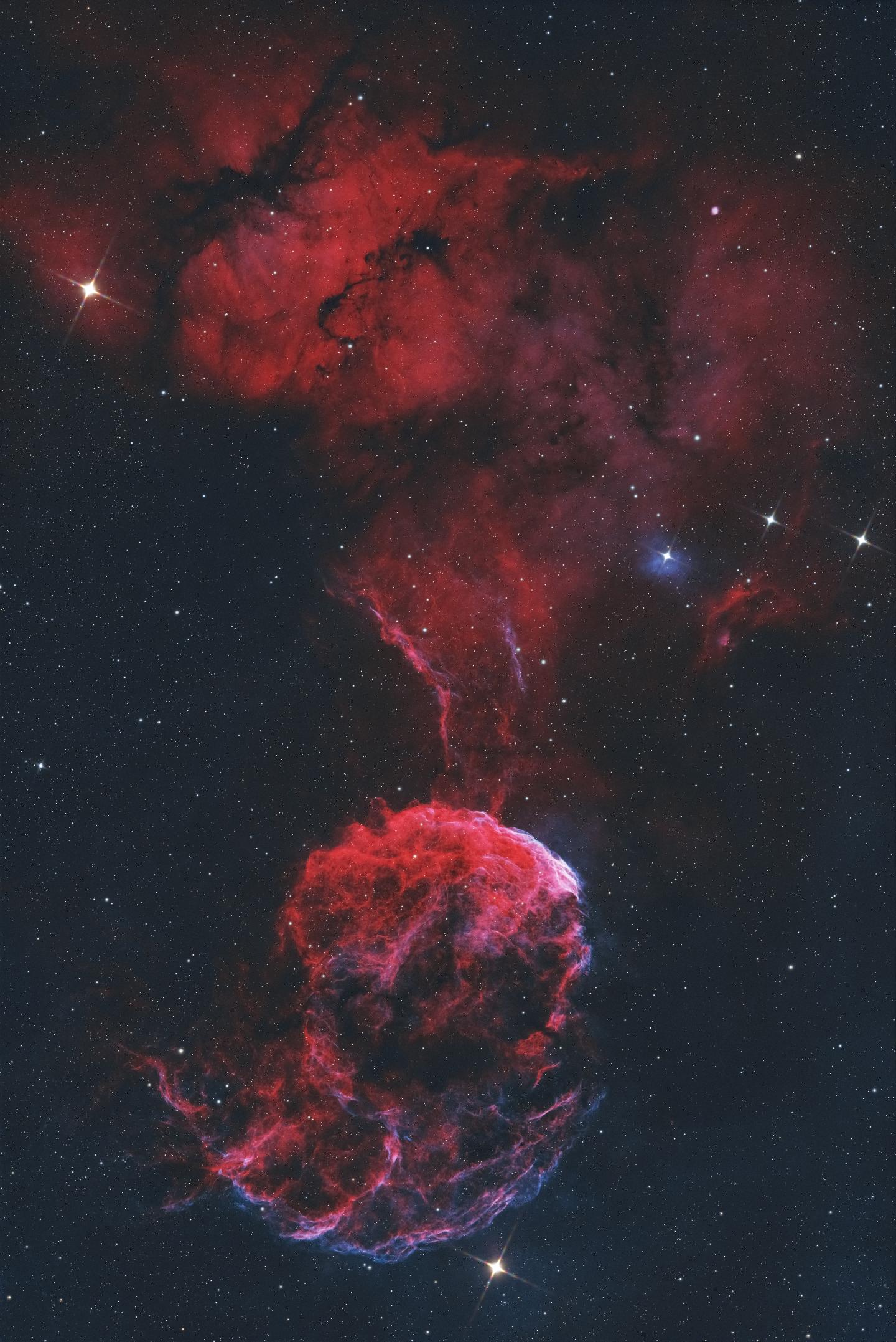 9级光害拍到的IC443水母星云。水母星云（Medusa Nebula...