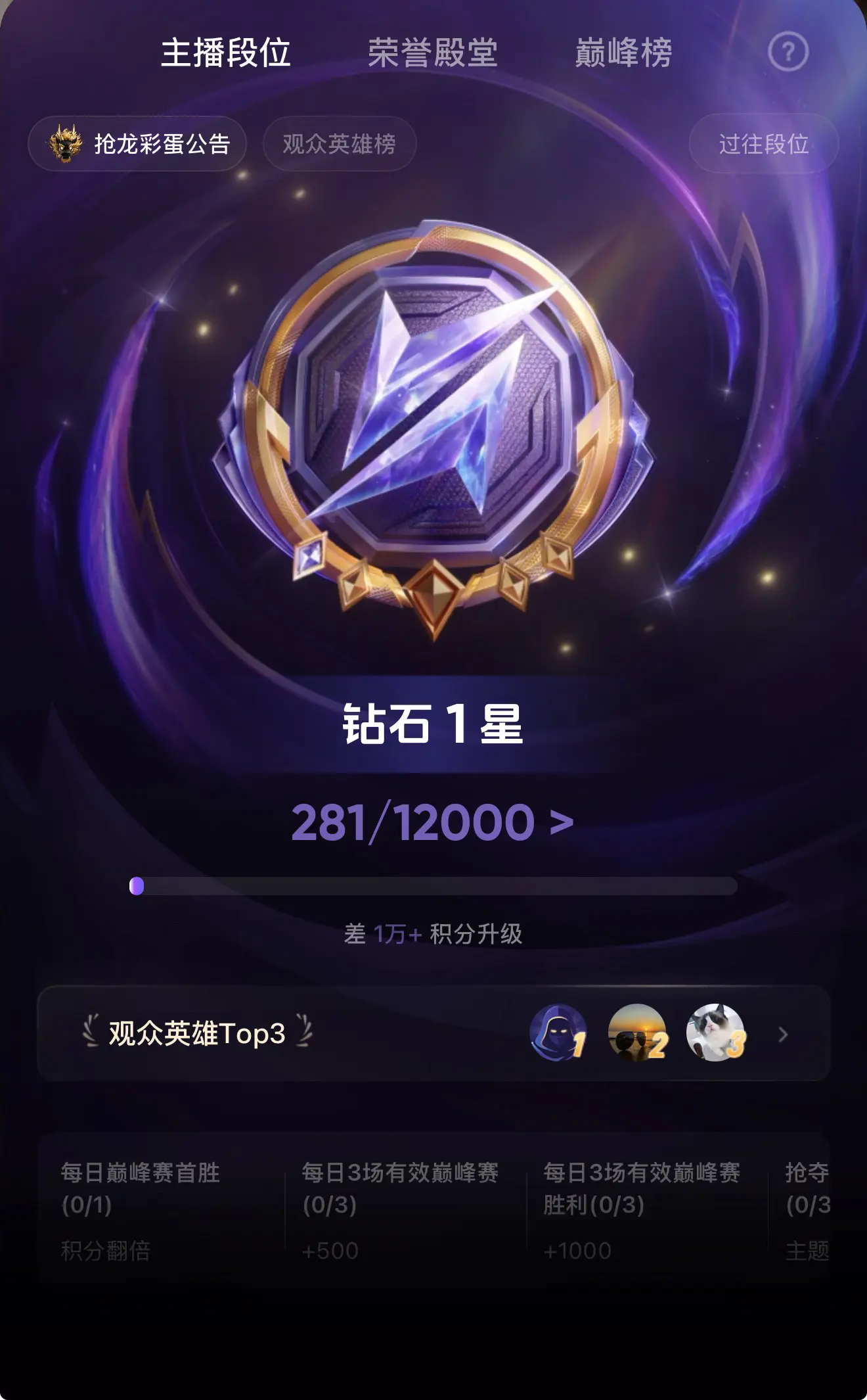这个钻石太艰难了，差了800分上钻石，求了一个晚上了，终于在最后一刻上...