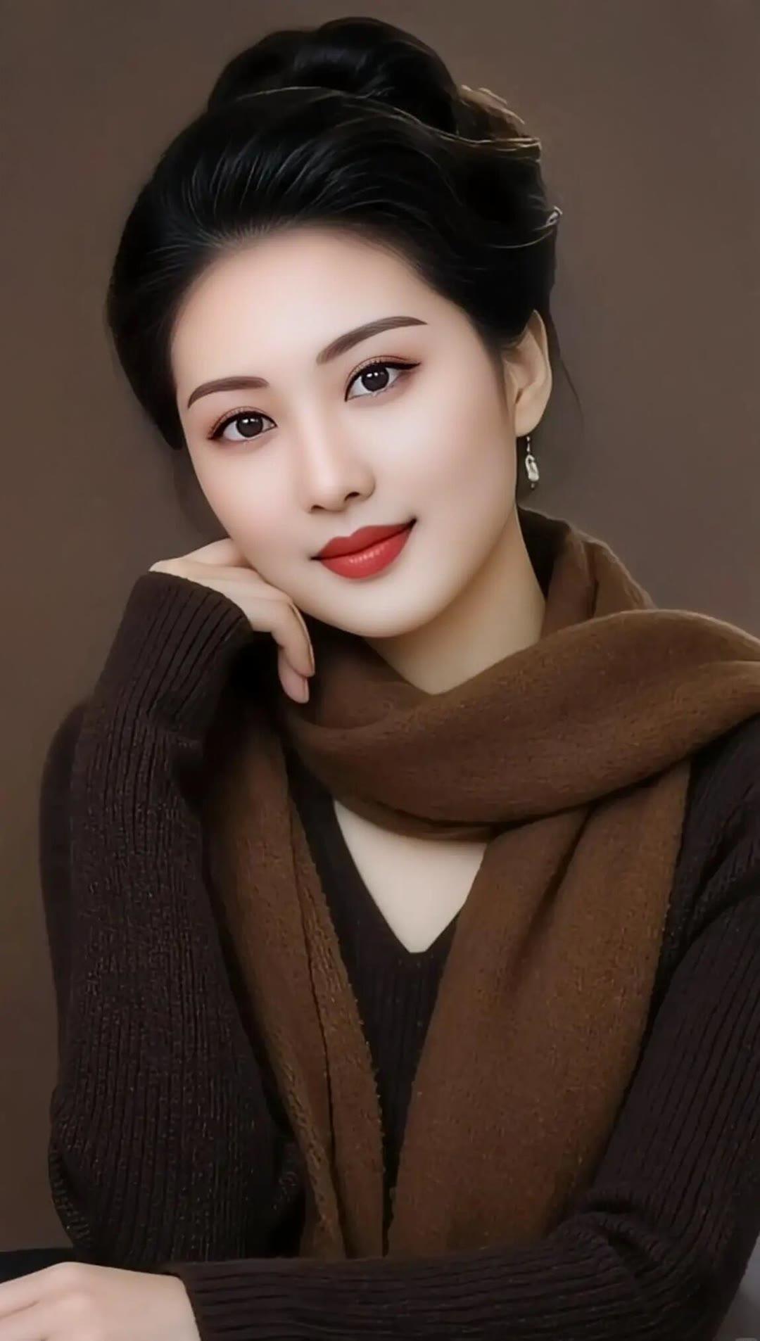 优雅气质，红唇诱惑，冬日暖阳下的迷人微笑。