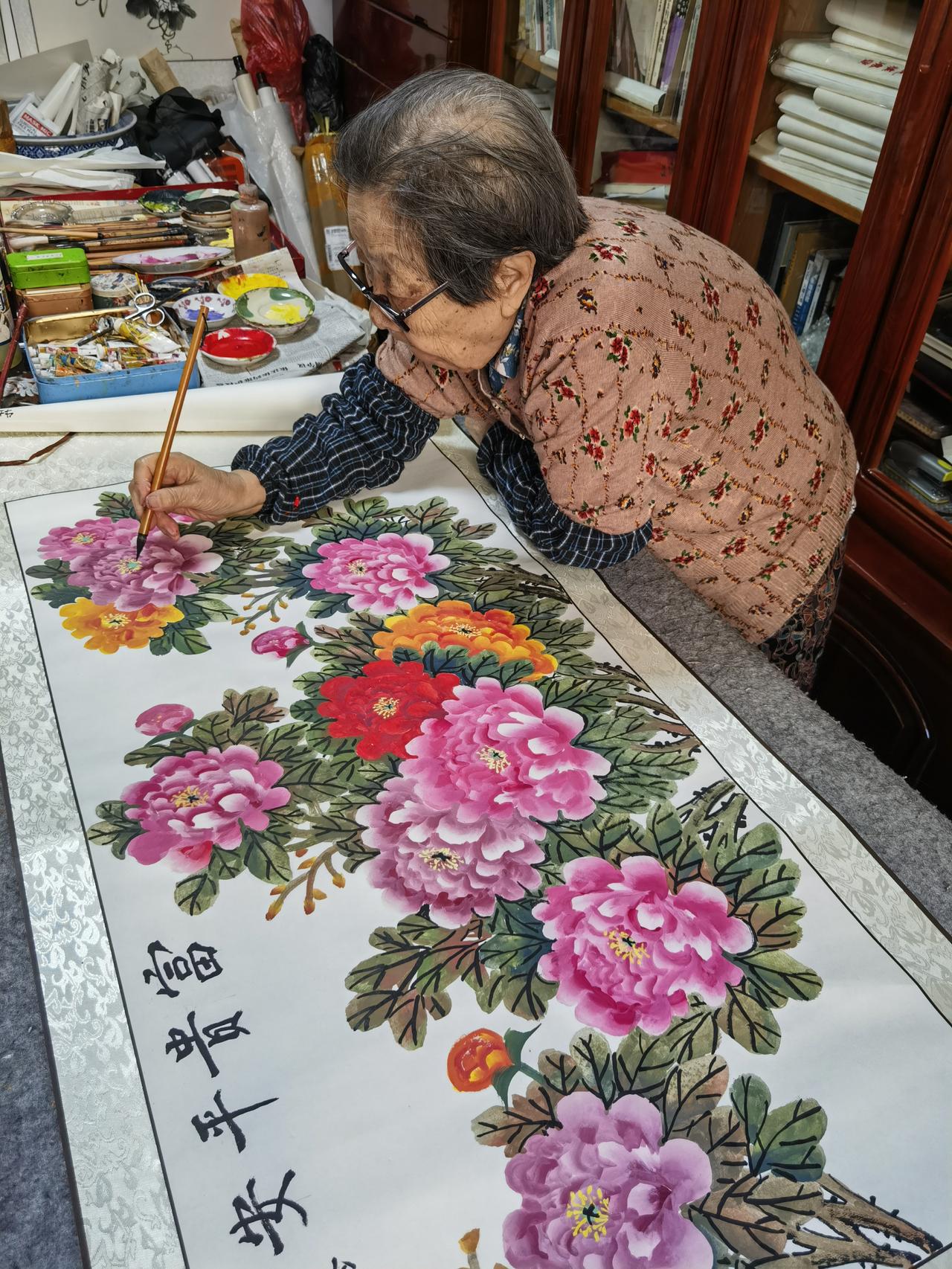 牡丹绘画欣赏96岁奶奶笔下的牡丹花太漂亮了！