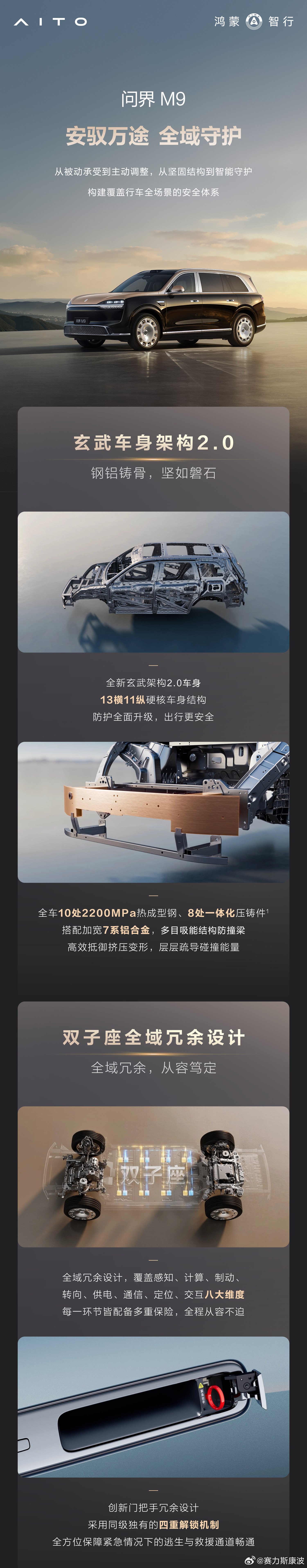 安全，是最大的豪华。问界M9 引领全链路安全跃迁，构建覆盖行车全场景安全体系，全