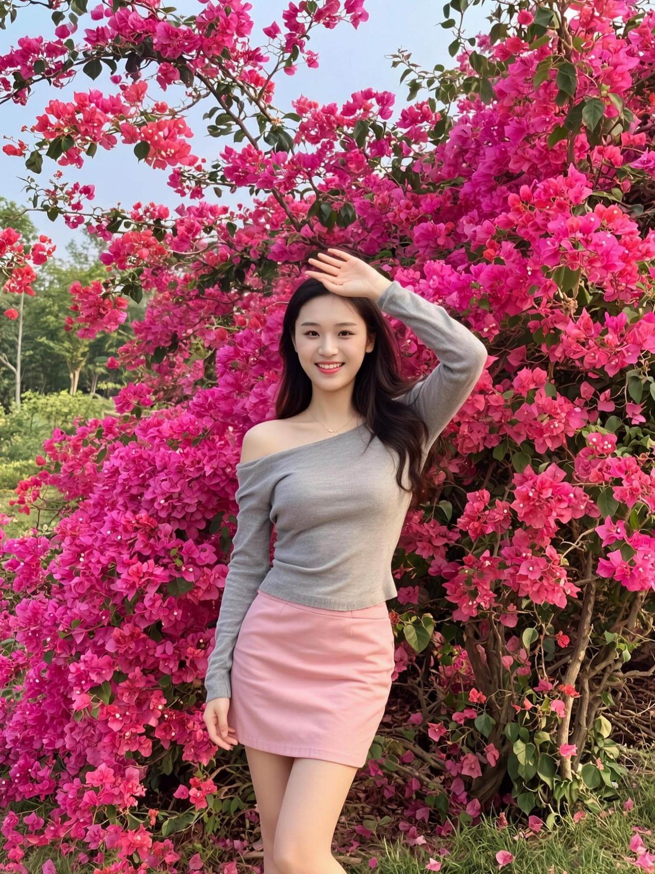 这花丛比我的钱包还热闹，差点以为自己进了植物王国的时装周。穿得再少也挡不住花儿们