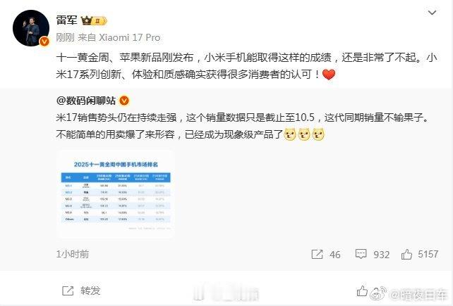 米17的这次上攻，会更加的凸显高价低质，靠营销和饱和式攻击的企业不会好受。未来不