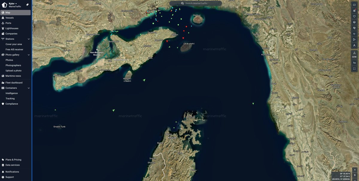 🔻停火达成十多个小时后：我们并未观察到霍尔木兹海峡有太多动静。🔻图1：AIS