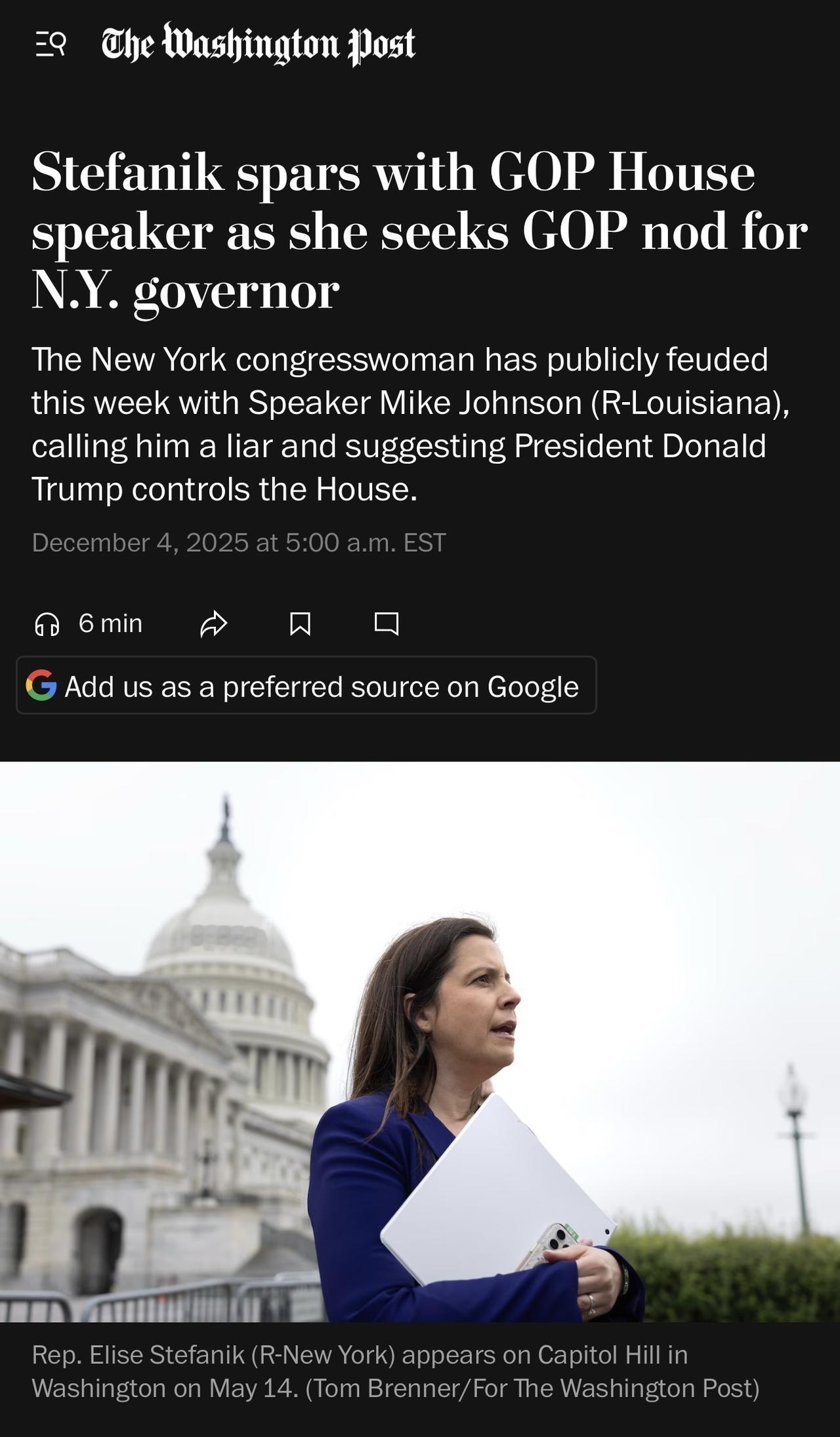 美国众议员伊莉丝·斯特凡尼克Elise Stefanik（纽约州共和党籍）在社交