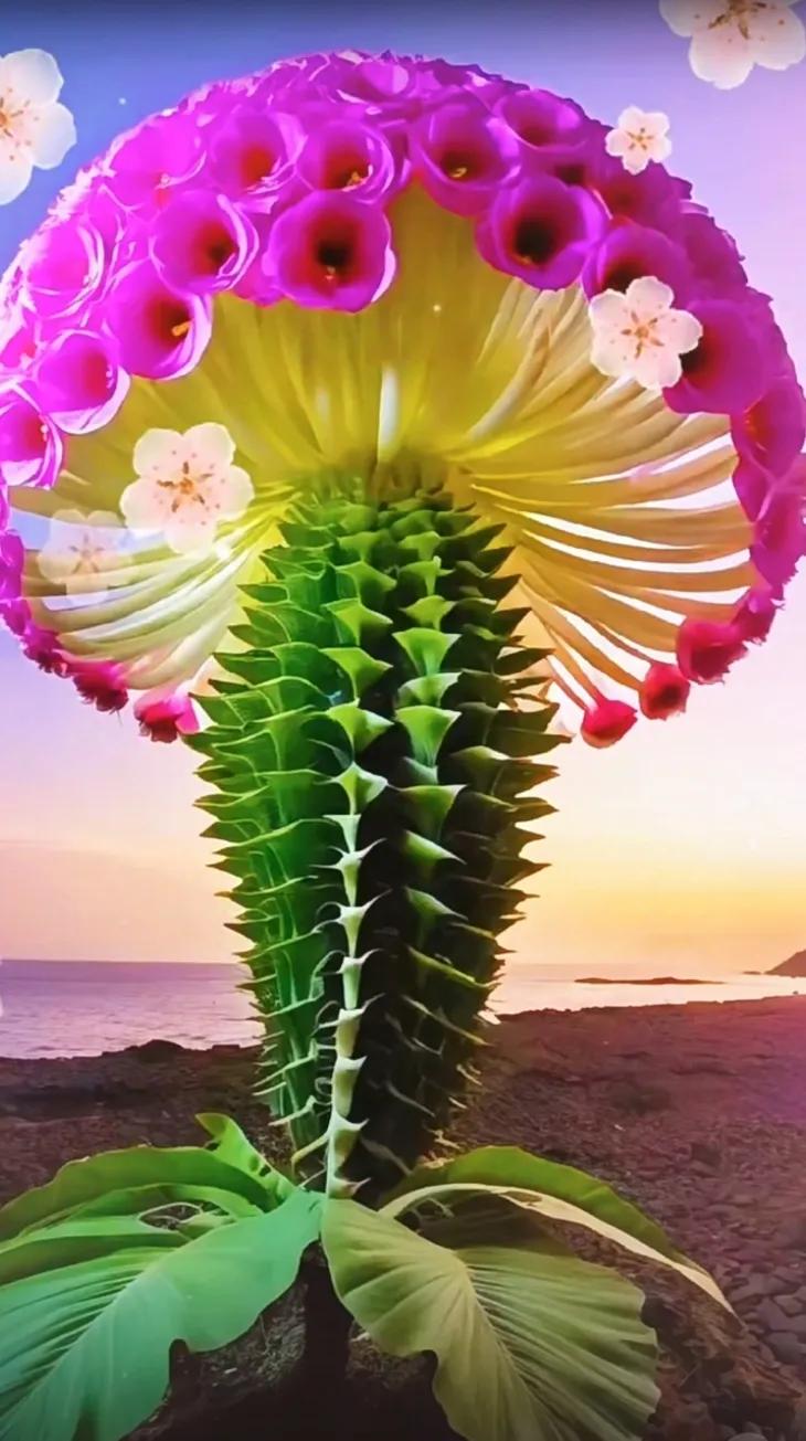 惊艳的海边仙人掌，梦幻般的色彩！绿洲大自然的花 自然奇花