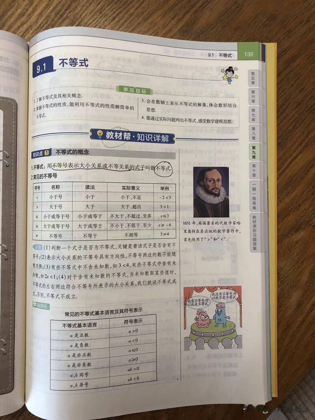 【不等式开始了，据说这也是初中重点啊】

六升七娃，天天睡到9点半。

今天上午