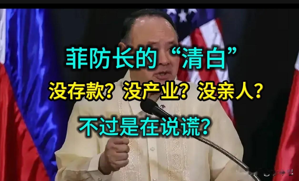 菲防长说:“没存款？没产业？没亲人”？——菲防长的“清白”不过是在说谎？

6月