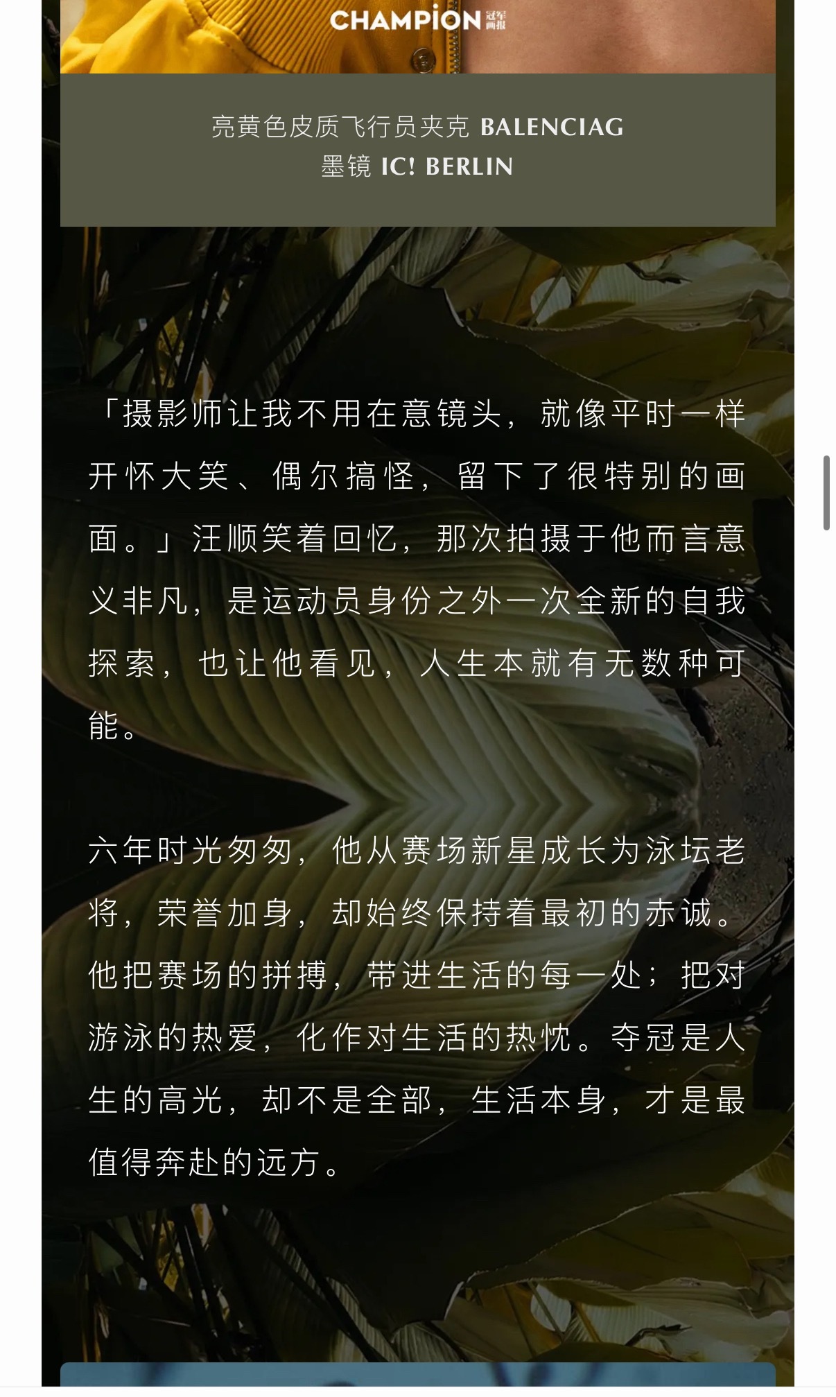 甬敢小兔  物料资讯｜《冠军画报》👸号文章存档汪顺