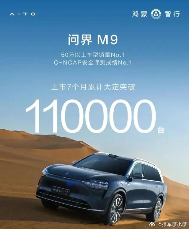 #问界M9大定超11万辆#卖得是真滴好！能在50万级别以上车型的销量上，独占鳌头