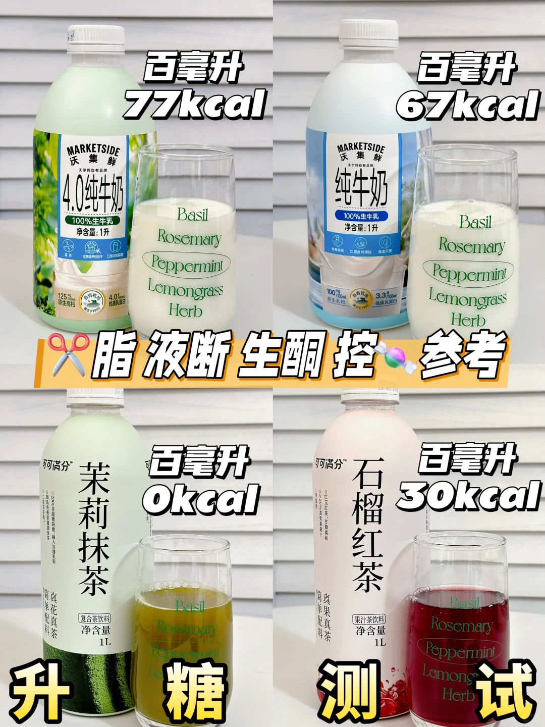 沃尔玛牛奶 茉莉抹茶 石榴红茶 | 升糖测试