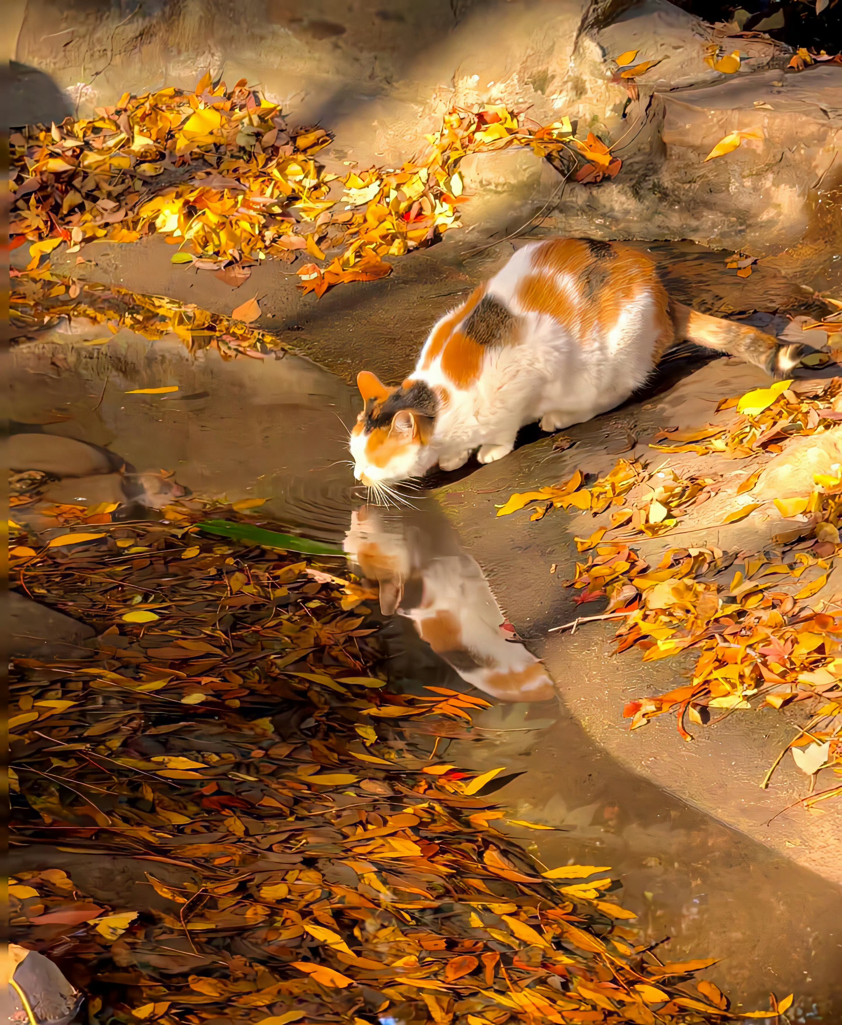 入秋了，连小猫也变黄了🐈🍂 ​​​