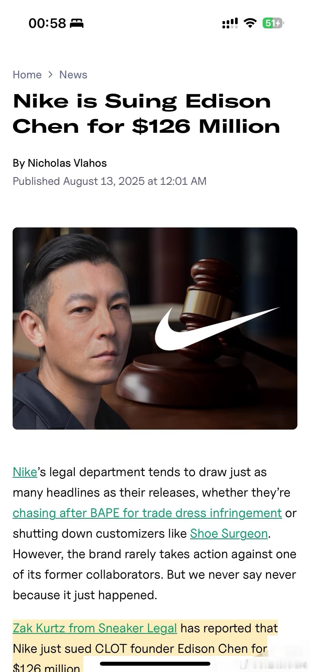 nike起诉陈冠希起诉原因是陈冠希违约 ​​​