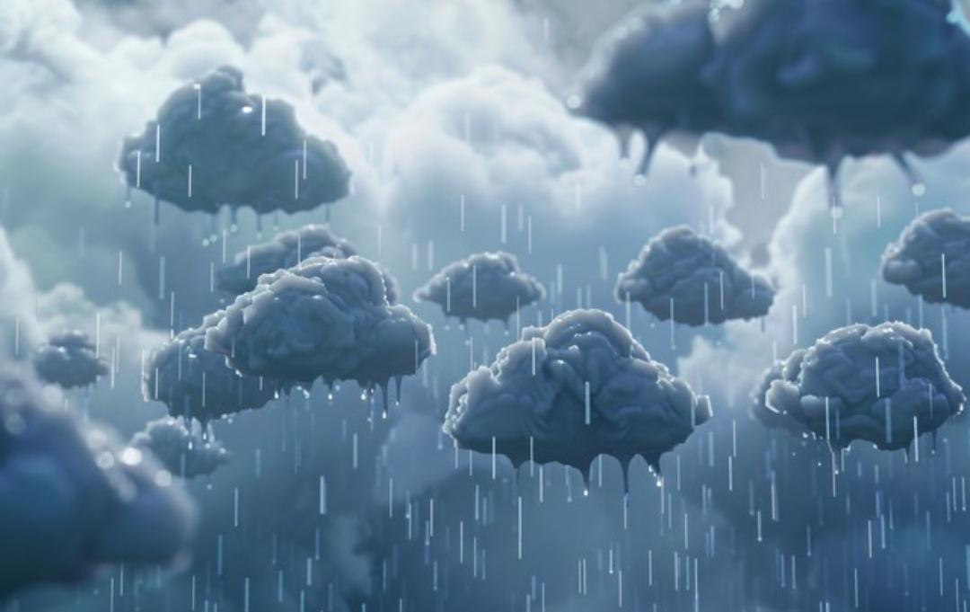 眼看暴雨马上就要来临，整片天空黑压压一片，乌云压得很低。农家院子里还晒着一大堆玉