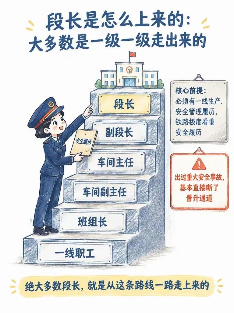 铁路的七级台阶，从社会人到主政一方的站段长，大部分人都会经历这个过程，只不过绝大