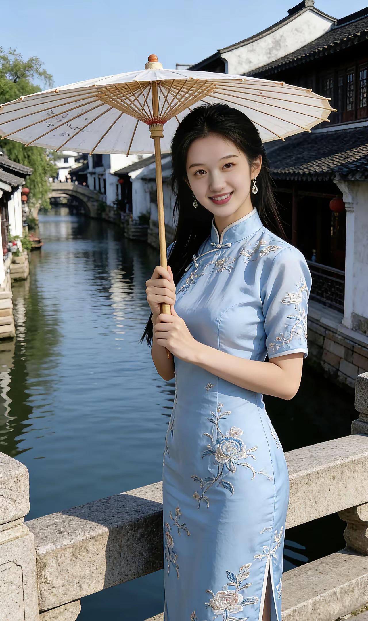 如何用诗词形容女子的美貌? 
一落索•伞下佳人

黛笠轻遮眉妩，
步摇微颤露。