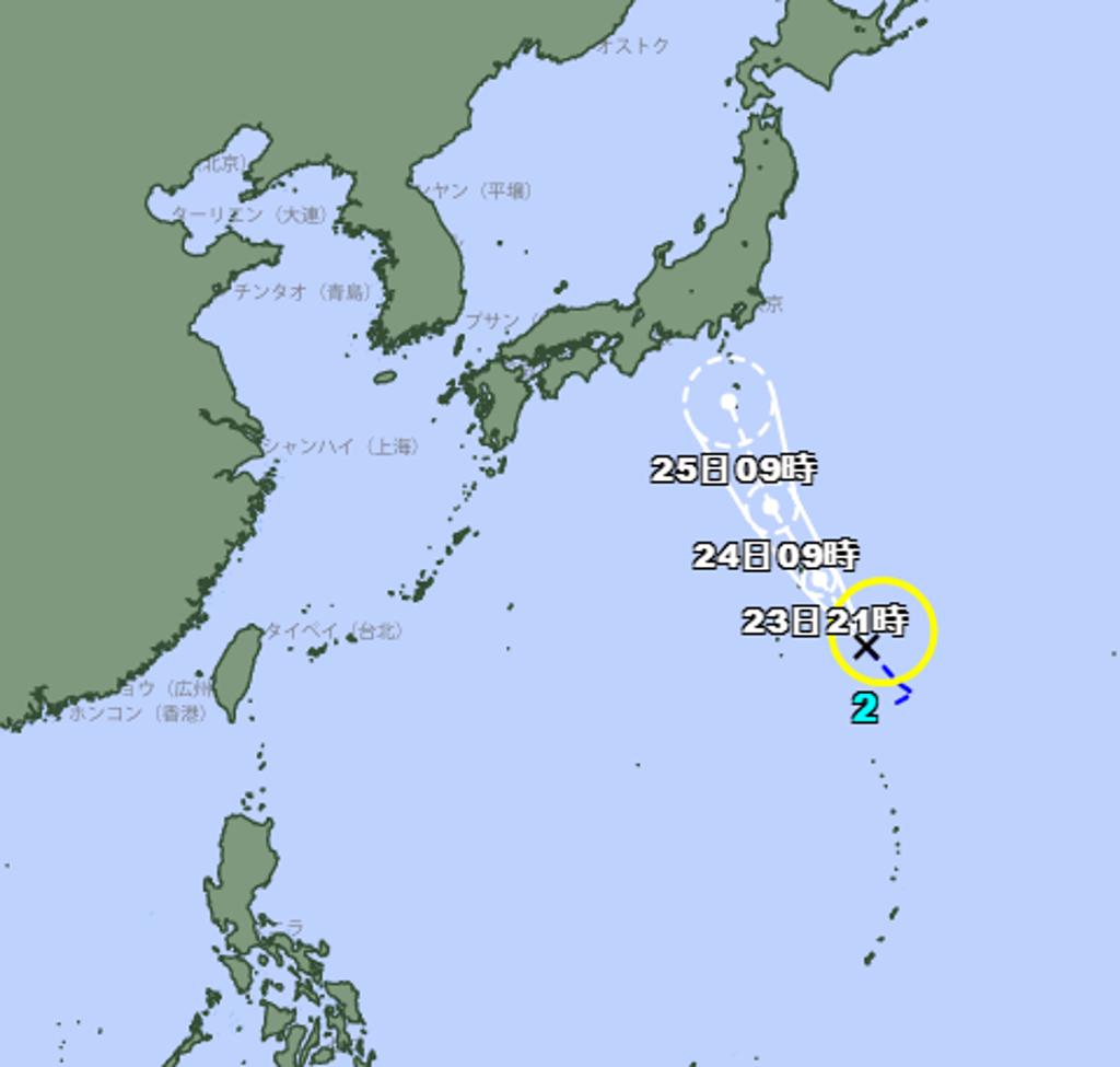 依据日本气象厅发布的信息，位于日本东南方海面上的热带性低气压，于今日上午 8 时