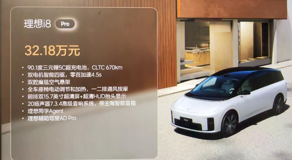 理想i8的价格来了～
理想i8 Pro 32.18万元
• 90.1度三元锂5C