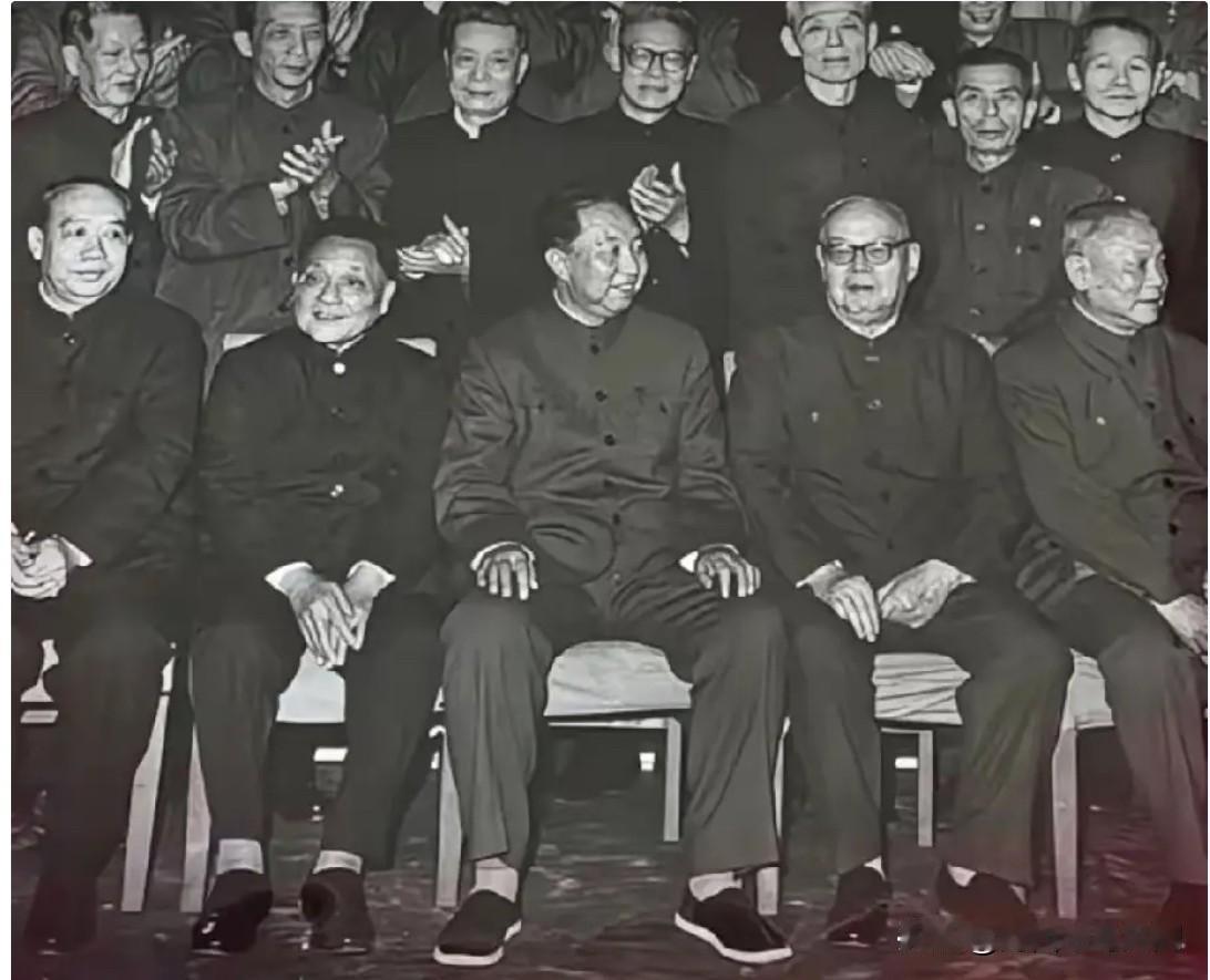 坐在第一排的是五位老一辈无产阶级革命家，能够认识三位是爷爷、奶奶级的老人家了，能