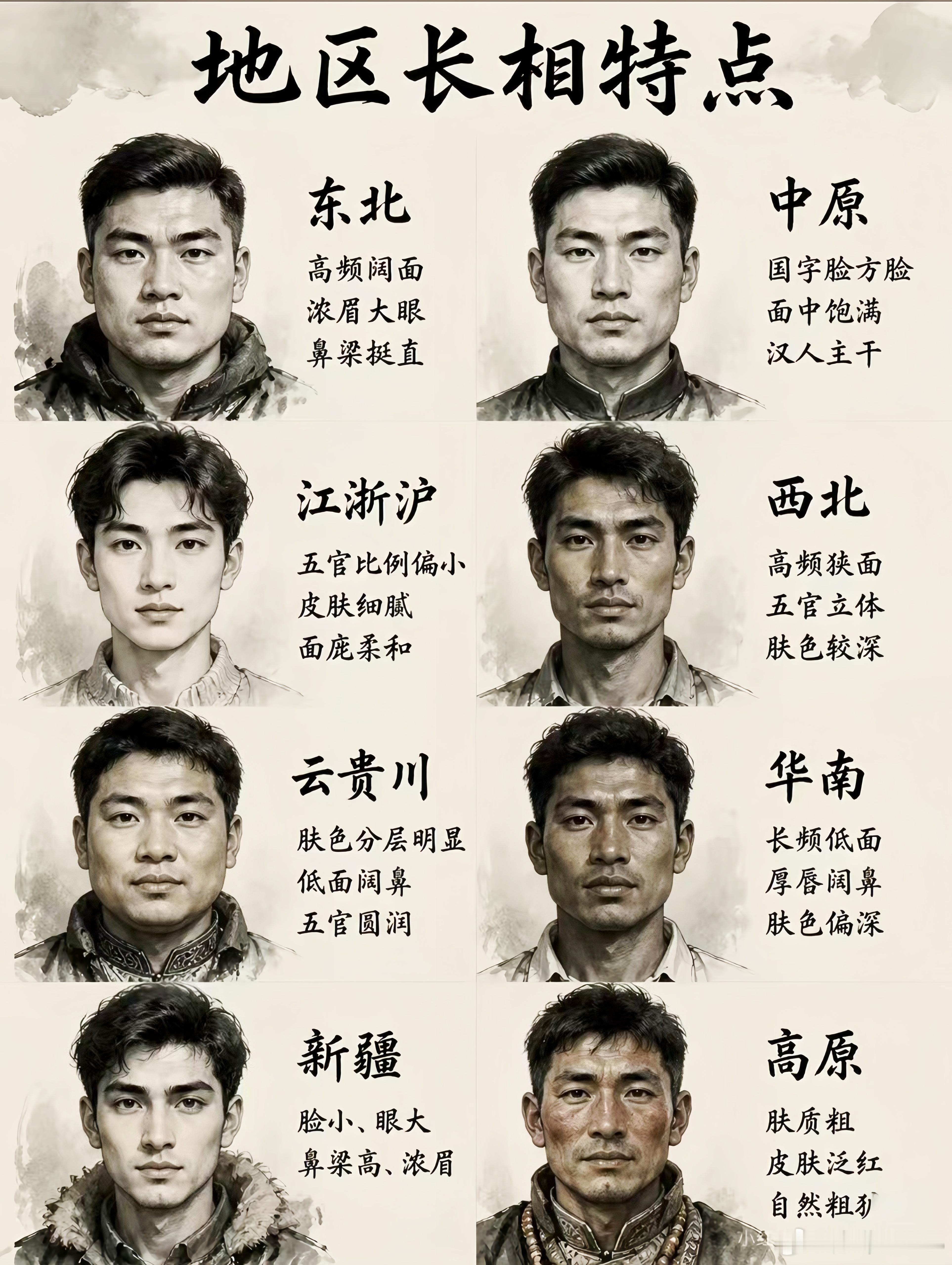 看看中国纯爷们儿各地区的长相特点，美女们，你们喜欢哪里的？ 