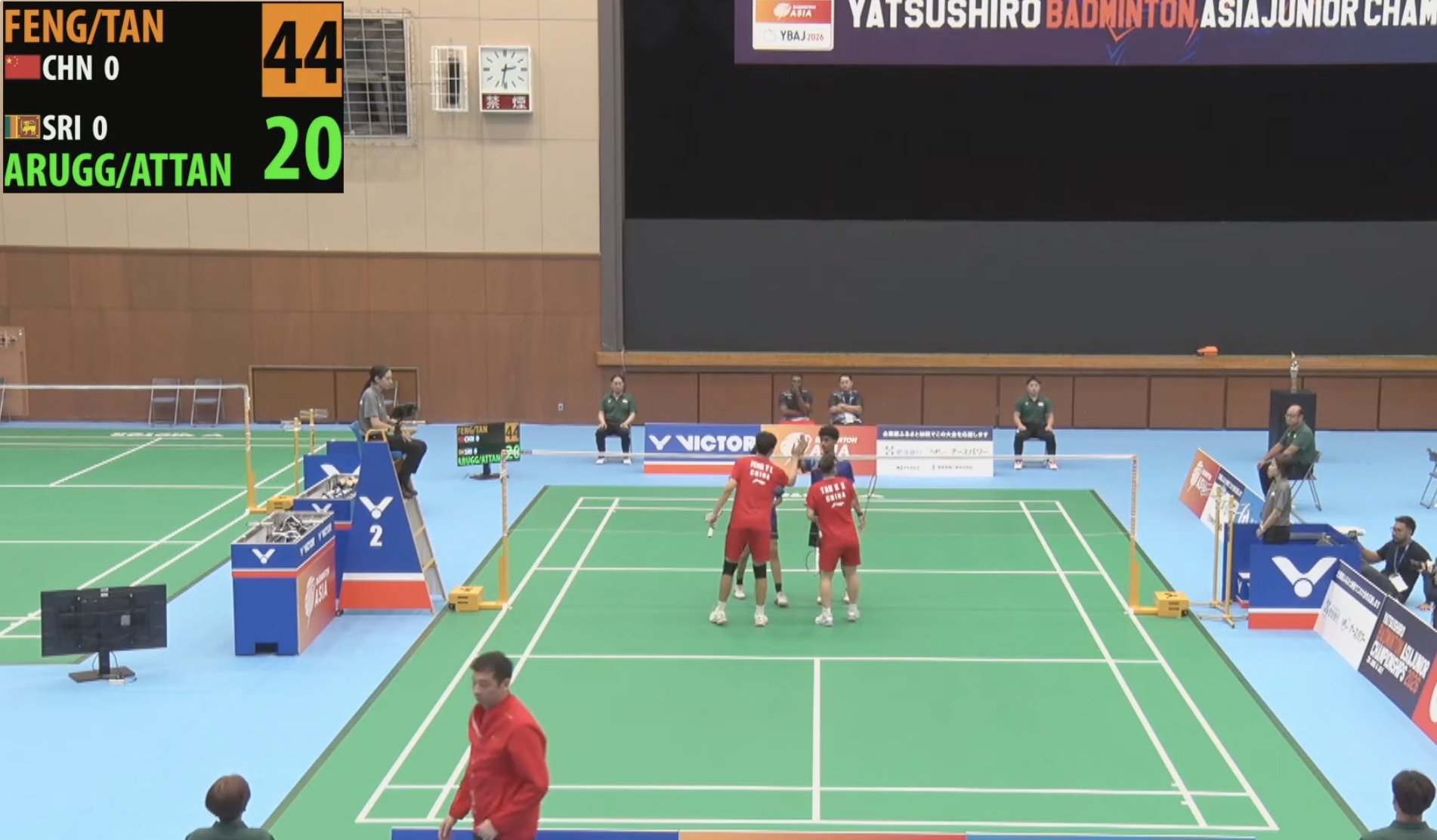 小组赛：中国🇨🇳 vs 🇱🇰斯里兰卡，第1盘：44-201、阴伊晴 11